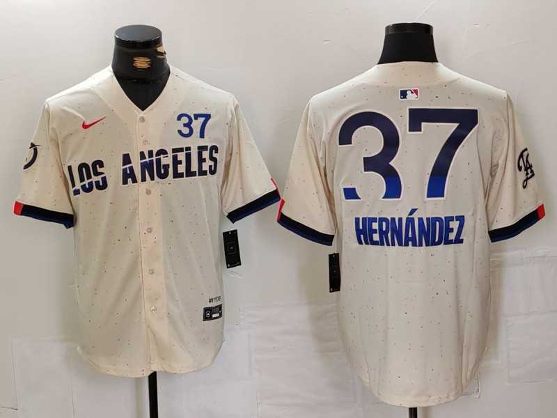 Men%27s Los Angeles Dodgers #37 Teoscar Hernandez Cream 2024 City Connect Limited Stitched Jersey->los angeles dodgers->MLB Jersey